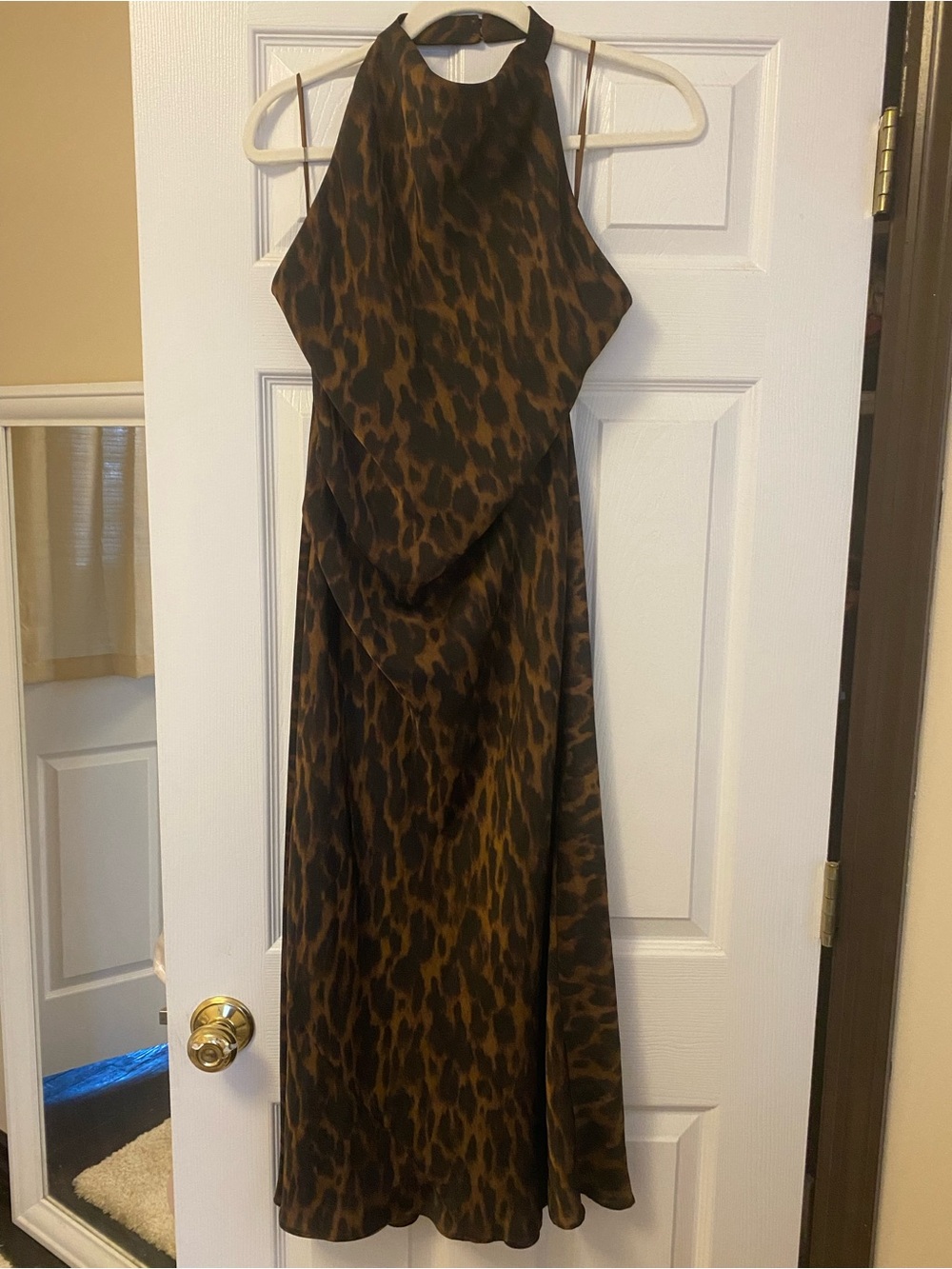 Aritzia Brown Leopard Print Halter Midi Dress